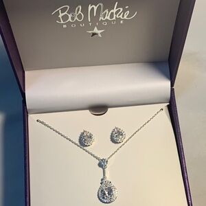 New Bob Mackie Silver Necklace and Earring Set